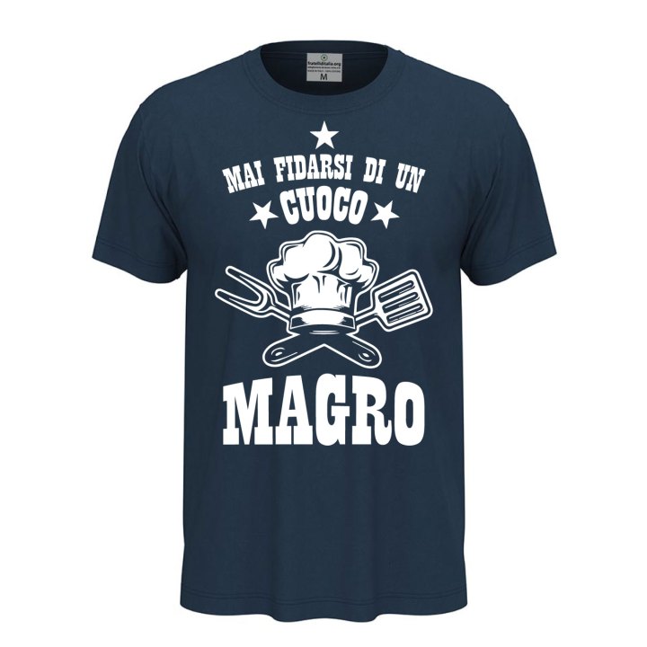 T-shirt maglia mezza manica con stampa DTF "Cuoco Magro" ristorante bar pizzeria abiti da lavoro idea regalo