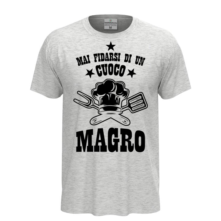T-shirt maglia mezza manica con stampa DTF "Cuoco Magro" ristorante bar pizzeria abiti da lavoro idea regalo