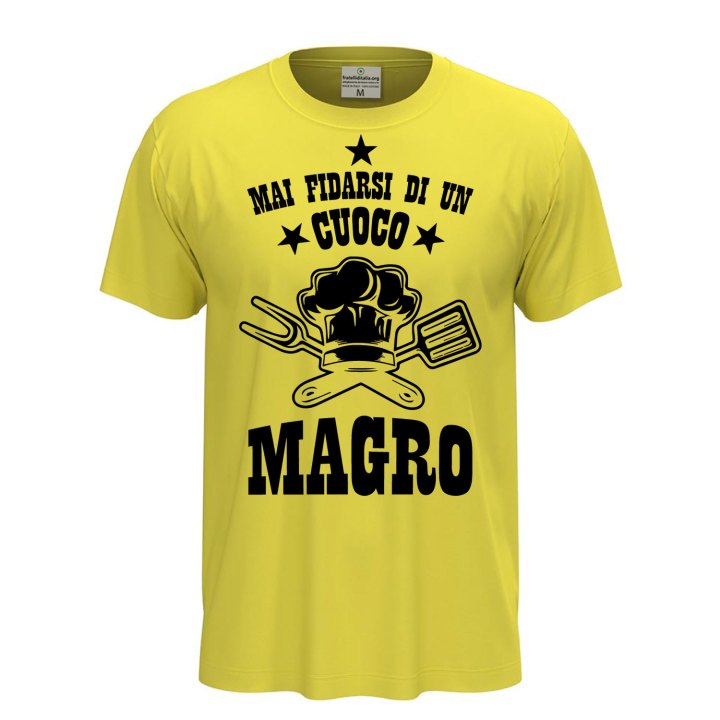 T-shirt maglia mezza manica con stampa DTF "Cuoco Magro" ristorante bar pizzeria abiti da lavoro idea regalo