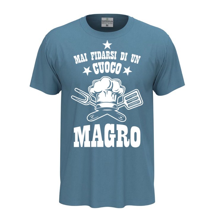 T-shirt maglia mezza manica con stampa DTF "Cuoco Magro" ristorante bar pizzeria abiti da lavoro idea regalo