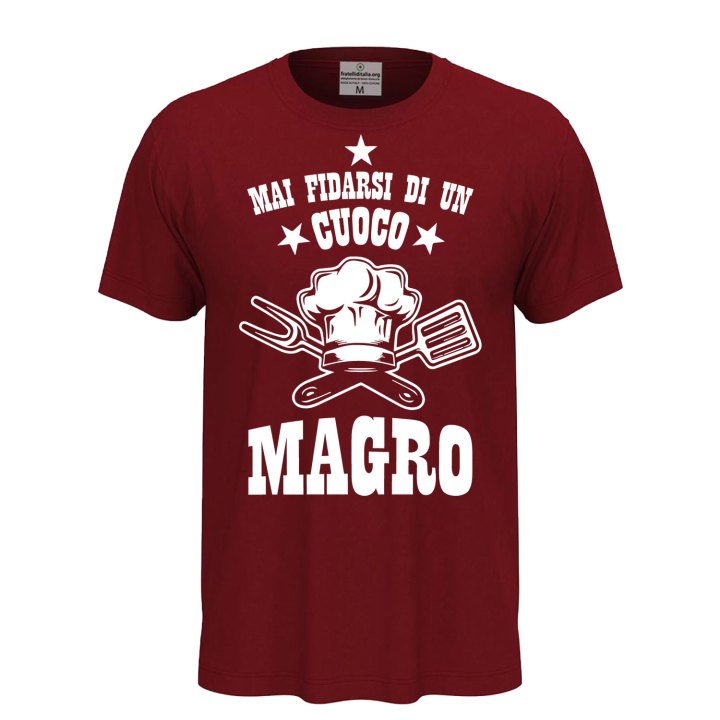 T-shirt maglia mezza manica con stampa DTF "Cuoco Magro" ristorante bar pizzeria abiti da lavoro idea regalo