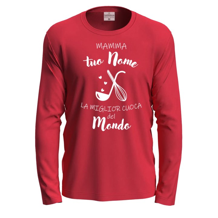 T-shirt a Manica Lunga Personalizzabile "Mamma la Miglior Cuoca" con Stampa DTF  Idea Regalo festa della mamma