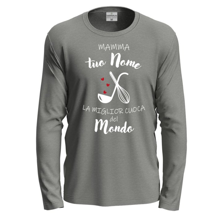 T-shirt a Manica Lunga Personalizzabile "Mamma la Miglior Cuoca" con Stampa DTF  Idea Regalo festa della mamma