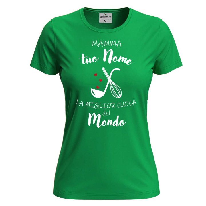 T-shirt a Manica Corta Personalizzabile "Mamma la Miglior Cuoca" con Stampa Idea Regalo Festa della mamma