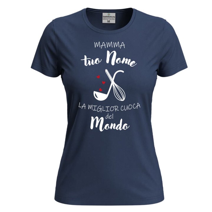 T-shirt a Manica Corta Personalizzabile "Mamma la Miglior Cuoca" con Stampa Idea Regalo Festa della mamma
