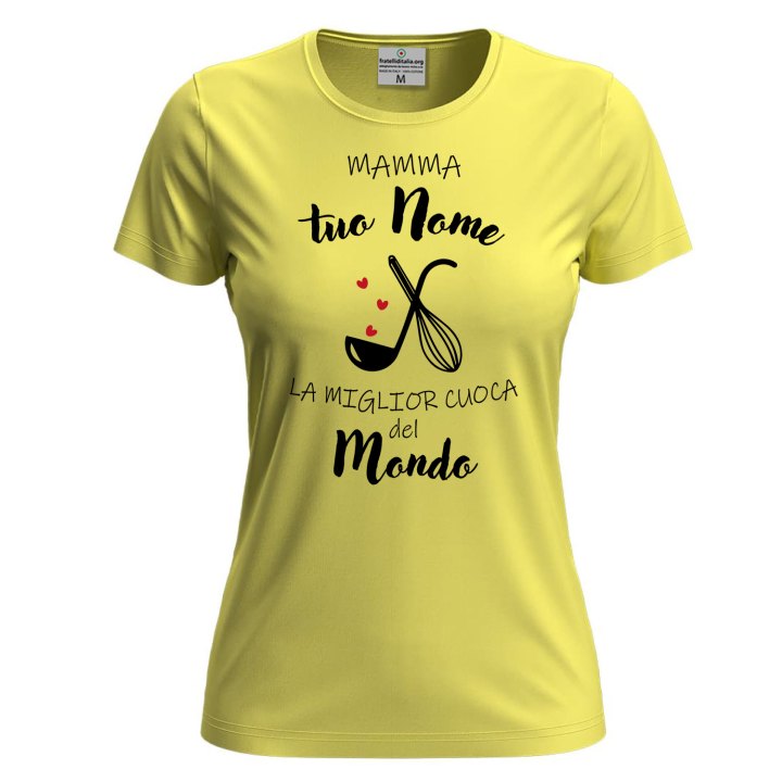 T-shirt a Manica Corta Personalizzabile "Mamma la Miglior Cuoca" con Stampa Idea Regalo Festa della mamma