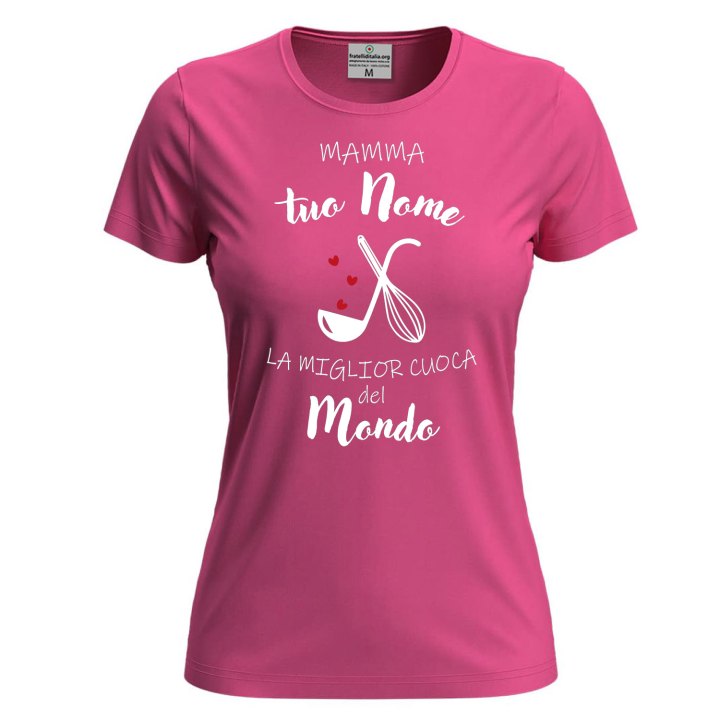 T-shirt a Manica Corta Personalizzabile "Mamma la Miglior Cuoca" con Stampa Idea Regalo Festa della mamma