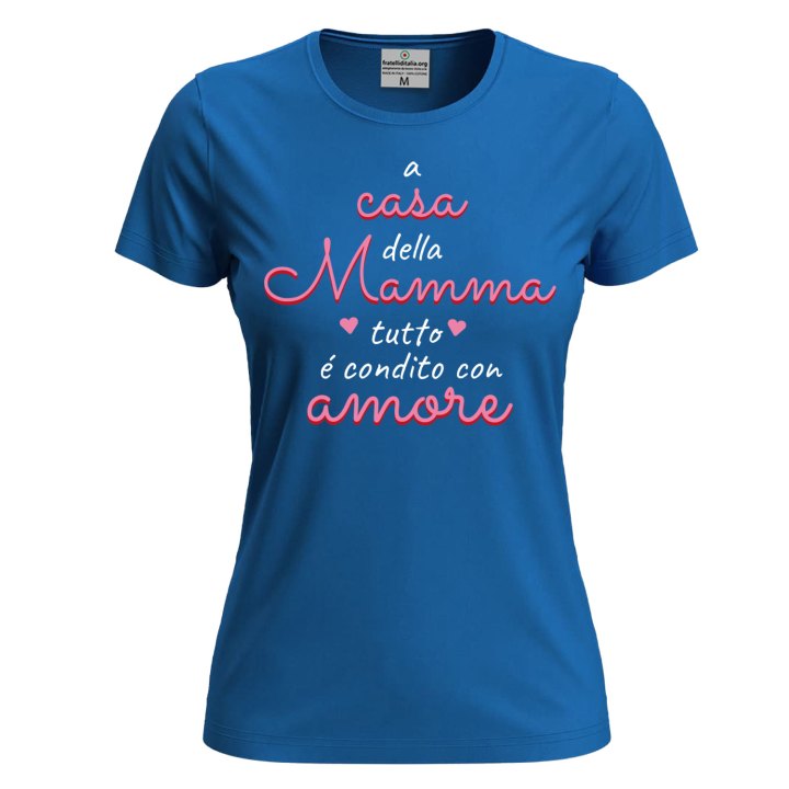 T-shirt maglia manica corta con stampa DTF "condito con amore" compeanno festa della mamma gadget abbigliamento