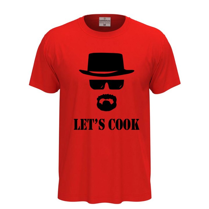 T-shirt classica a manica corta con stampa DTF "LET'S COOK" cuoco bar regalo chef divertente