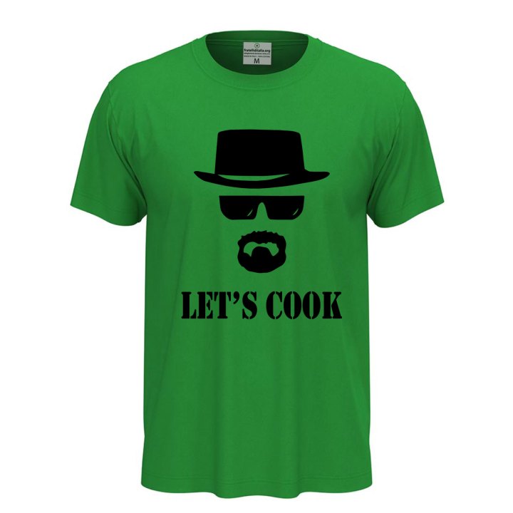 T-shirt classica a manica corta con stampa DTF "LET'S COOK" cuoco bar regalo chef divertente