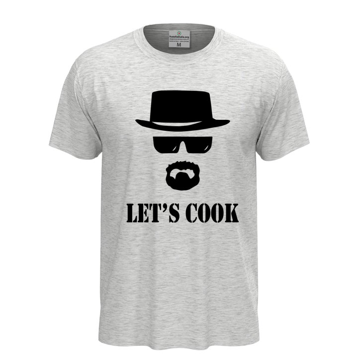 T-shirt classica a manica corta con stampa DTF "LET'S COOK" cuoco bar regalo chef divertente