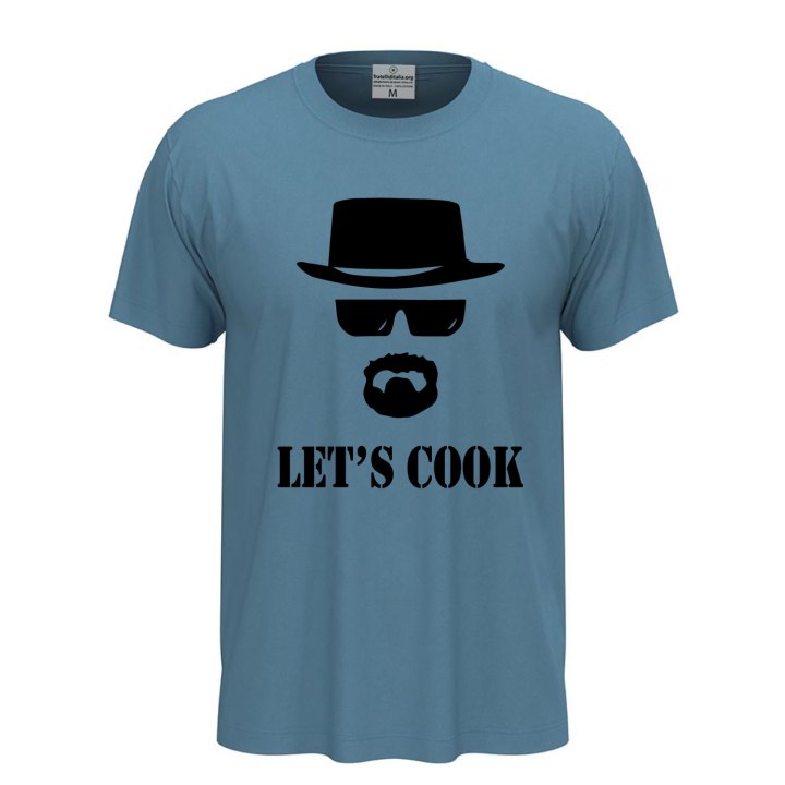 T-shirt classica a manica corta con stampa DTF "LET'S COOK" cuoco bar regalo chef divertente