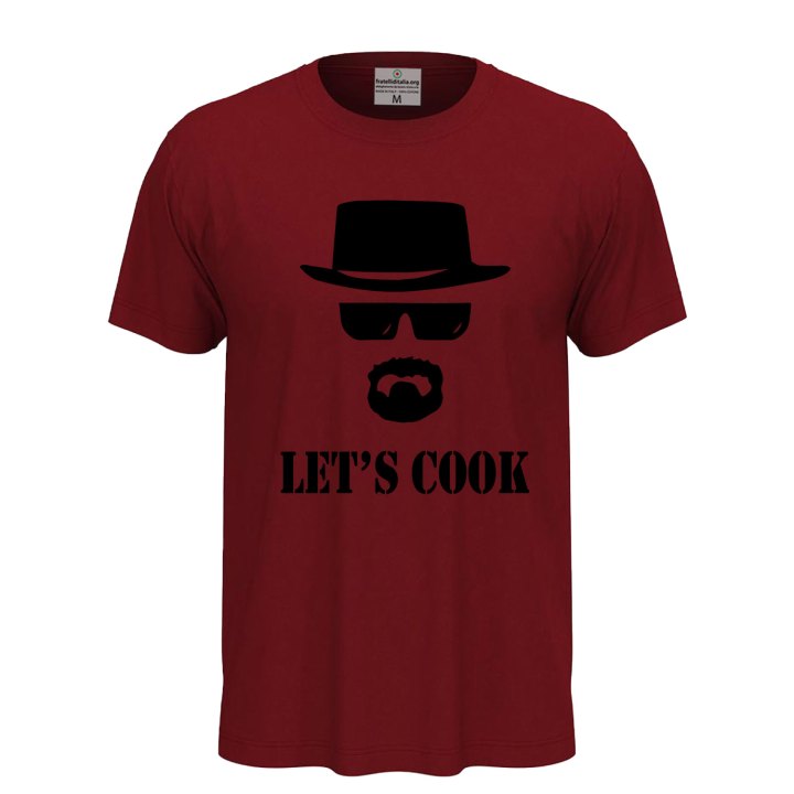 T-shirt classica a manica corta con stampa DTF "LET'S COOK" cuoco bar regalo chef divertente