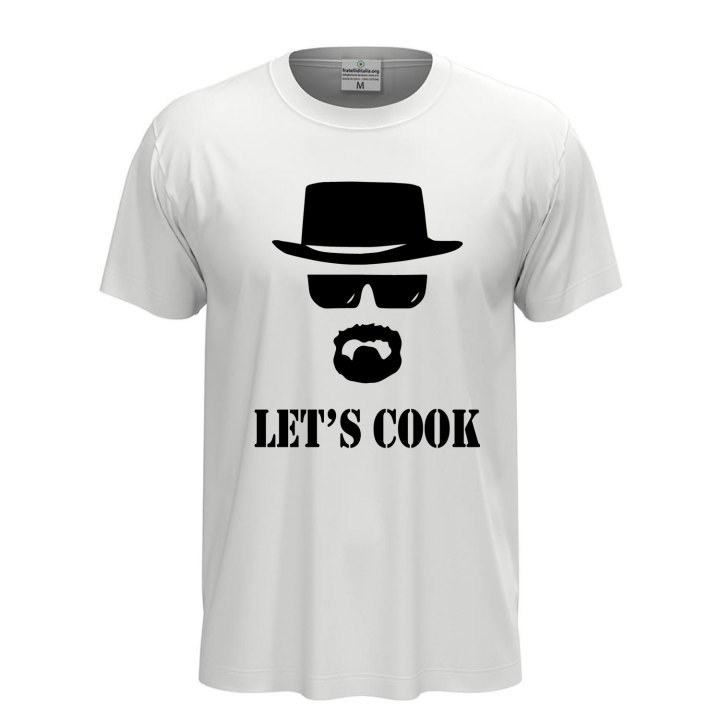 T-shirt classica a manica corta con stampa DTF "LET'S COOK" cuoco bar regalo chef divertente