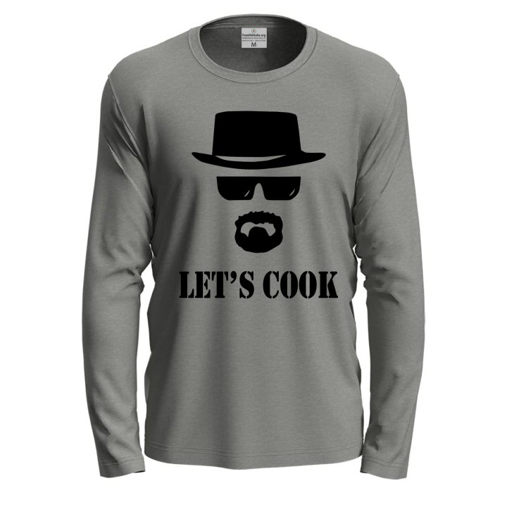 T-shirt a manica lunga con stampa DTF LET'S COOK Abbigliamento cuoco cucina grill festa