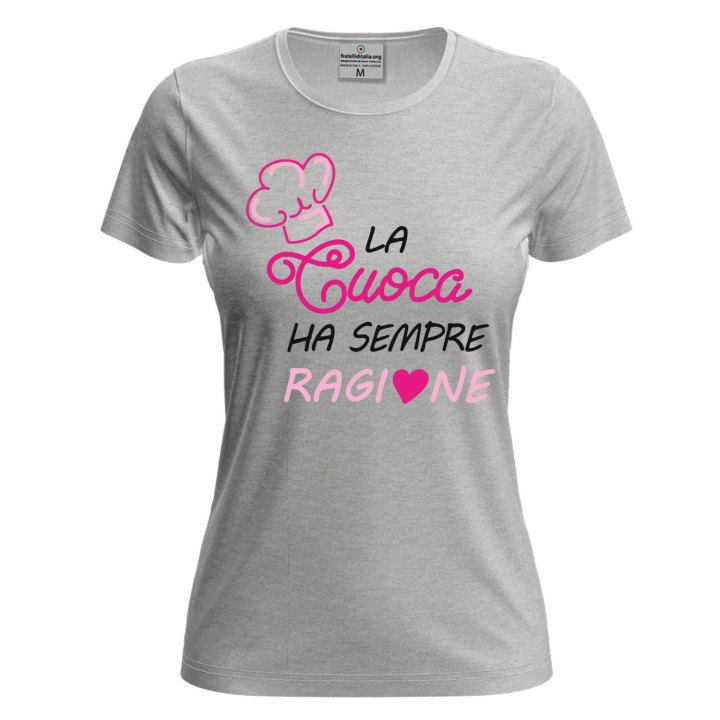 T-shirt donna maglia estiva  Stampa DTF "LA CUOCA HA SEMPRE RAGIONE" Idea Regalo mamma moglie festa