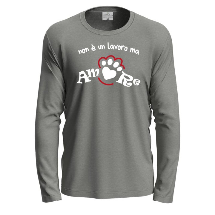 T-shirt a manica lunga con stampa DTF NON E' UN LAVORO MA AMORE per toelettatori o veterinari