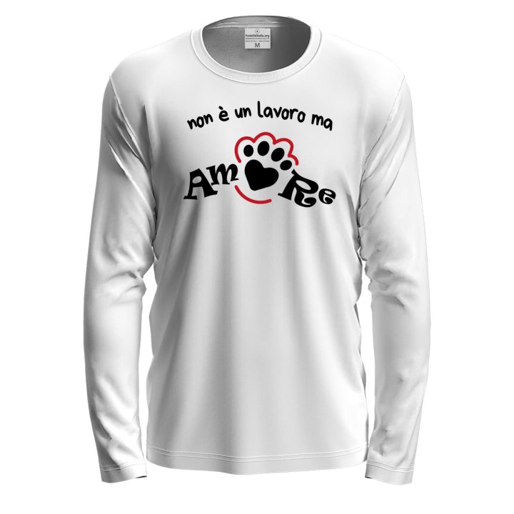 T-shirt a manica lunga con stampa DTF NON E' UN LAVORO MA AMORE per toelettatori o veterinari