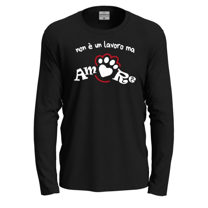 T-shirt a manica lunga con stampa DTF NON E' UN LAVORO MA AMORE per toelettatori o veterinari