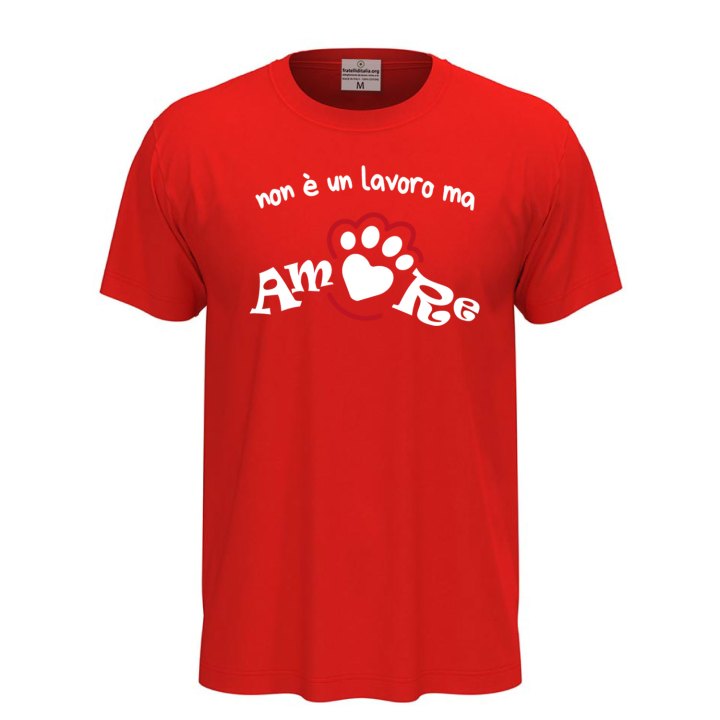 T-shirt classica a manica corta con stampa NON E' UN LAVORO MA AMORE toelettatori veterinari idea regalo