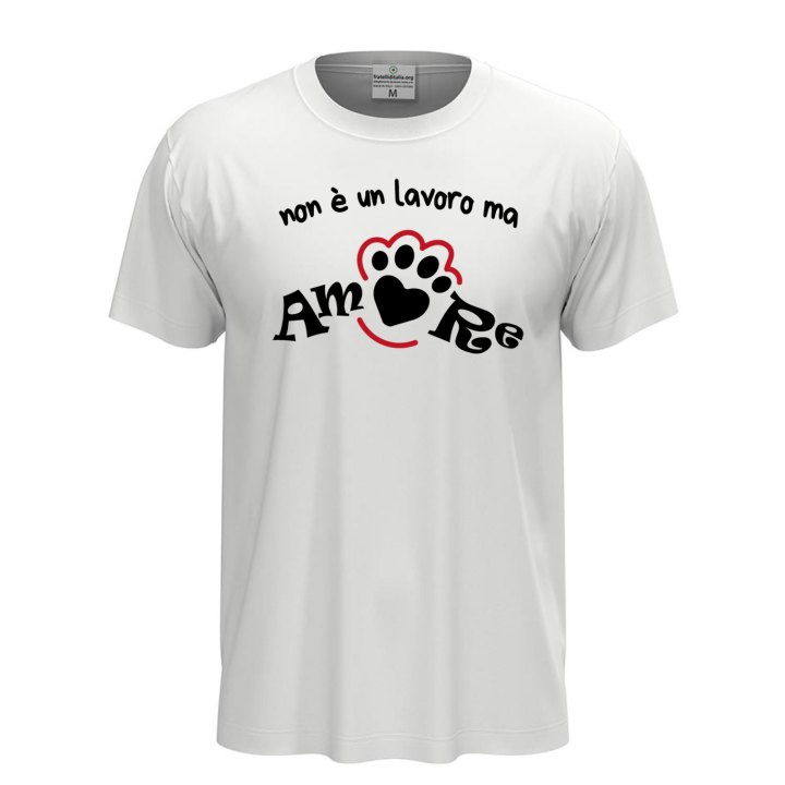 T-shirt classica a manica corta con stampa NON E' UN LAVORO MA AMORE toelettatori veterinari idea regalo