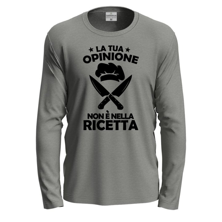 T-shirt con stampa DTF "LA TUA OPINIONE NON è NELLA RICETTA" - un'idea regalo divertente e originale
