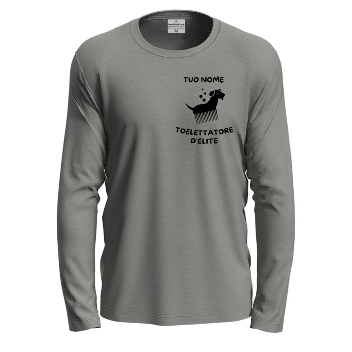 T-shirt a manica lunga con stampa DTF toelettatore  per toelettatori o veterinari  personalizzabile con nome