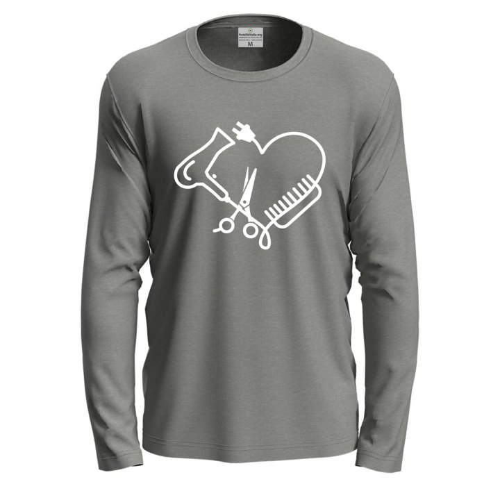 T-Shirt a Manica Lunga Parrucchiere "Hair Stylist" per Barbieri  Parrucchieri pettine phon Hairstylist