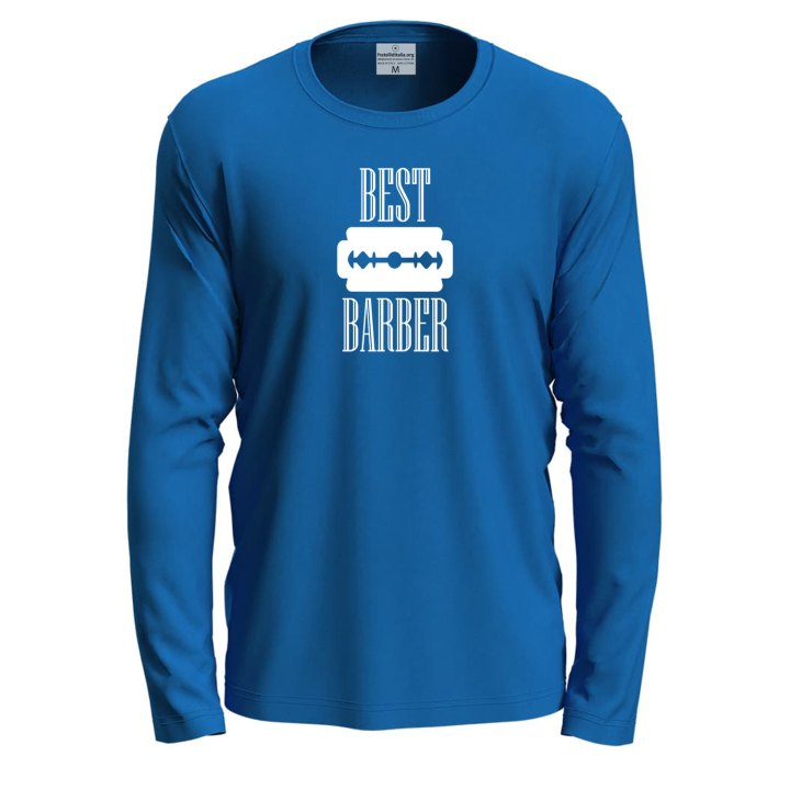 T-shirt a Manica Lunga Unisex con Stampa "BEST BARBER" in DTF - Regalo per Parrucchieri e Barbieri