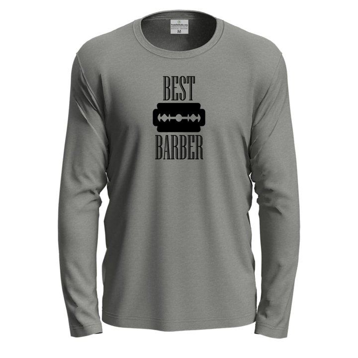T-shirt a Manica Lunga Unisex con Stampa "BEST BARBER" in DTF - Regalo per Parrucchieri e Barbieri