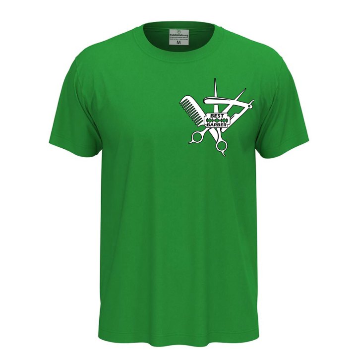 T-shirt classica unisex a manica corta con stampa DTF di qualità "BEST BARBER" , idea regalo per parrucchieri e barbieri.