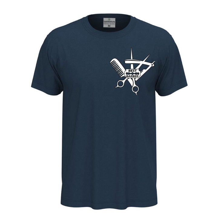 T-shirt classica unisex a manica corta con stampa DTF di qualità "BEST BARBER" , idea regalo per parrucchieri e barbieri.