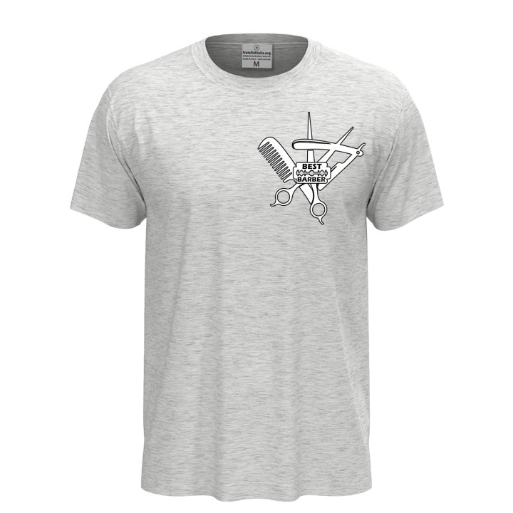 T-shirt classica unisex a manica corta con stampa DTF di qualità "BEST BARBER" , idea regalo per parrucchieri e barbieri.