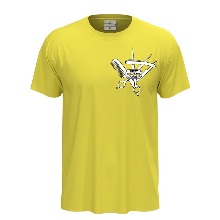 T-shirt classica unisex a manica corta con stampa DTF di qualità "BEST BARBER" , idea regalo per parrucchieri e barbieri.