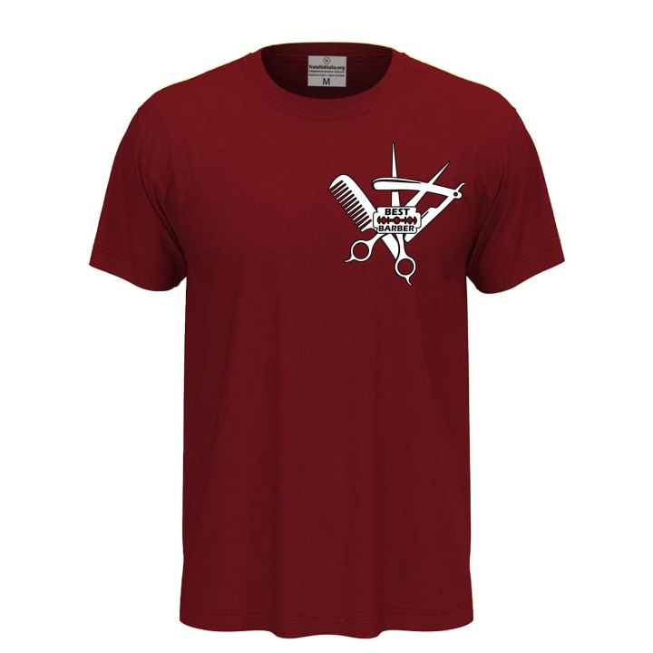T-shirt classica unisex a manica corta con stampa DTF di qualità "BEST BARBER" , idea regalo per parrucchieri e barbieri.