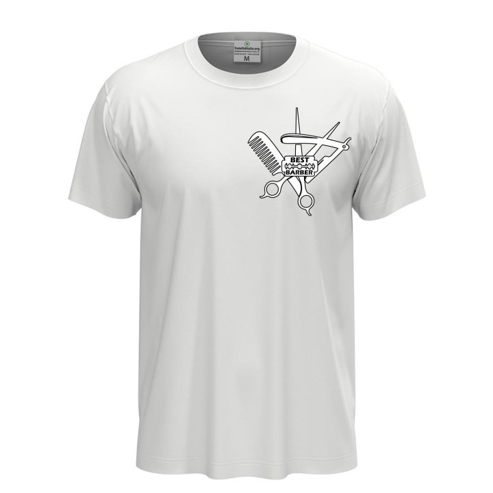 T-shirt classica unisex a manica corta con stampa DTF di qualità "BEST BARBER" , idea regalo per parrucchieri e barbieri.