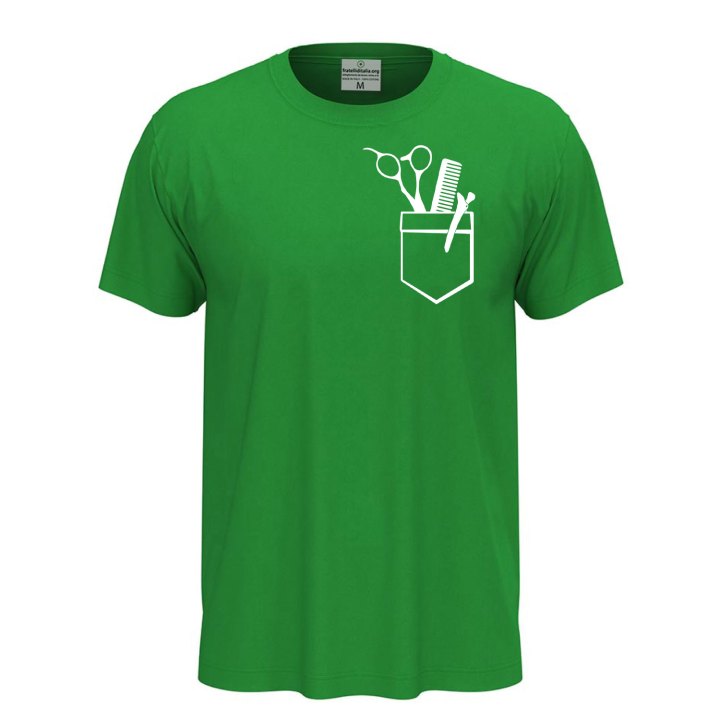 T-shirt classica unisex a manica corta con stampa DTF di qualita' con stampa DTF idea regalo per barbieri e parrucchieri  Personalizzabili con nome o logo