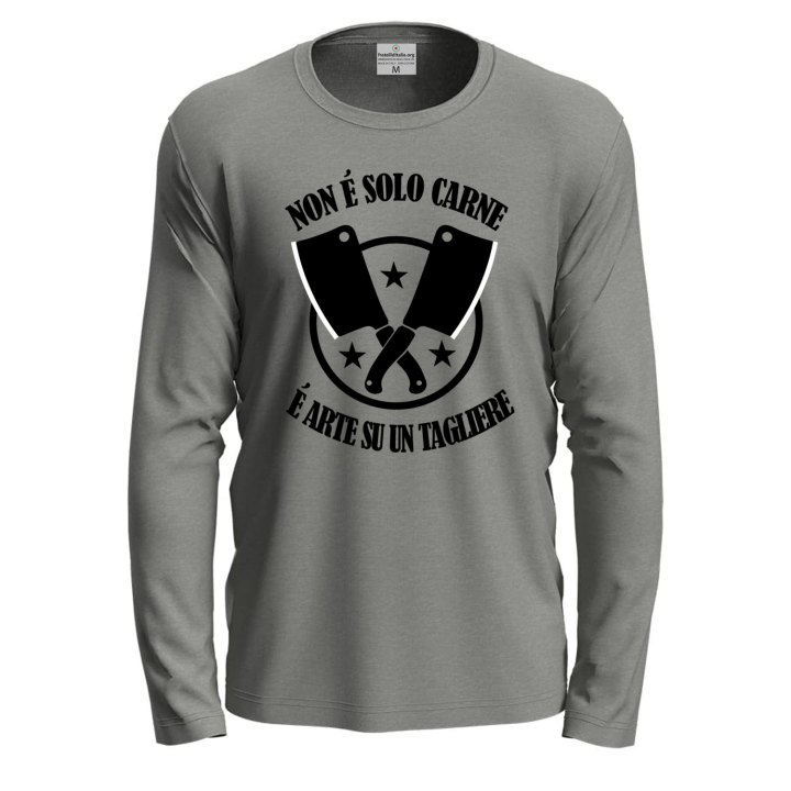 T-shirt a manica lunga con stampa DTF NON E'  SOLO CARNE macellaio braceria steak house