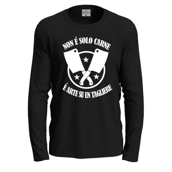 T-shirt a manica lunga con stampa DTF NON E'  SOLO CARNE macellaio braceria steak house