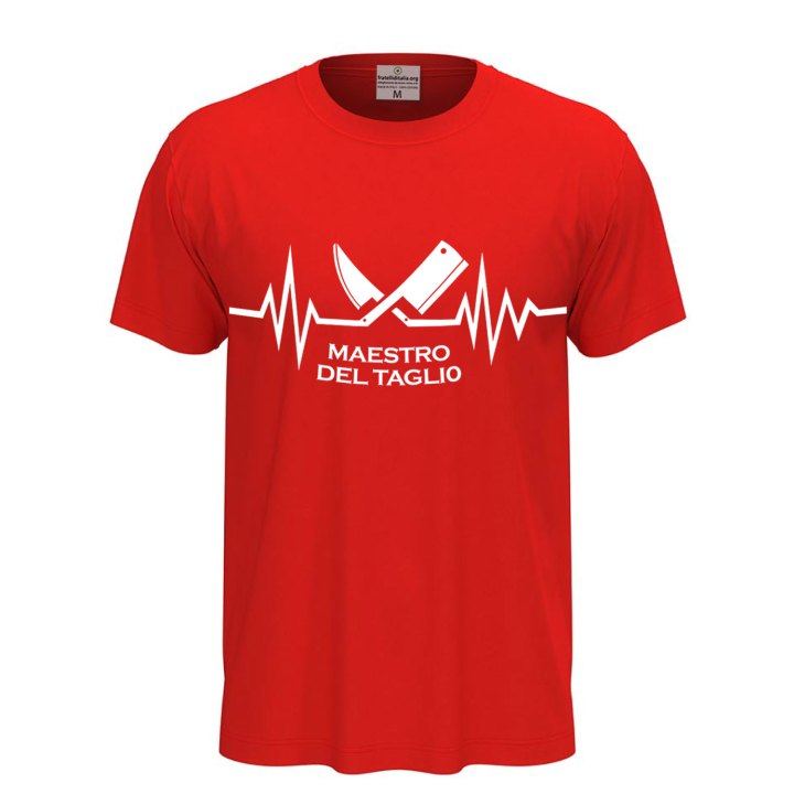 T-shirt classica unisex a manica corta con stampa DTF "MAESTRO DEL TAGLIO", un'idea regalo divertente per macellai
