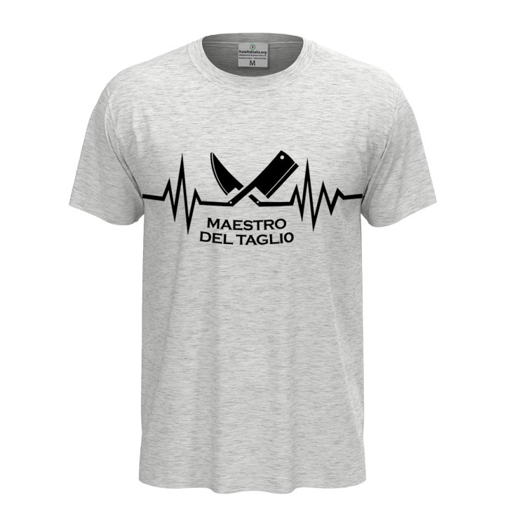 T-shirt classica unisex a manica corta con stampa DTF "MAESTRO DEL TAGLIO", un'idea regalo divertente per macellai
