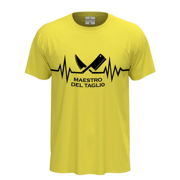 T-shirt classica unisex a manica corta con stampa DTF "MAESTRO DEL TAGLIO", un'idea regalo divertente per macellai
