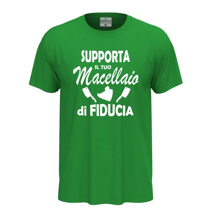 T-shirt maglia classica unisex a "SUPPORTA IL TUO MACELLAIO", regalo macellaio braceria