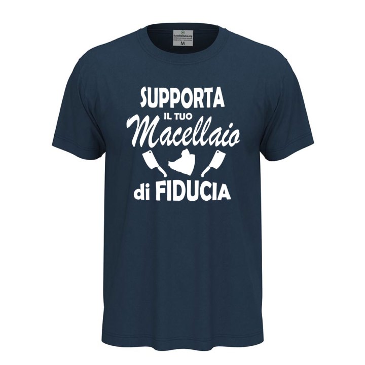 T-shirt maglia classica unisex a "SUPPORTA IL TUO MACELLAIO", regalo macellaio braceria