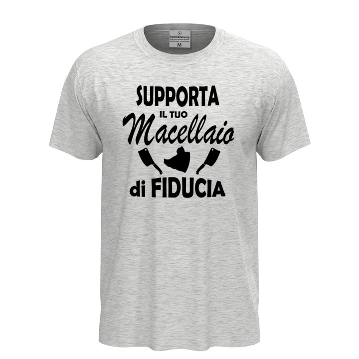 T-shirt maglia classica unisex a "SUPPORTA IL TUO MACELLAIO", regalo macellaio braceria
