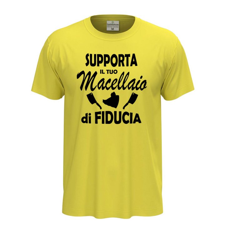 T-shirt maglia classica unisex a "SUPPORTA IL TUO MACELLAIO", regalo macellaio braceria