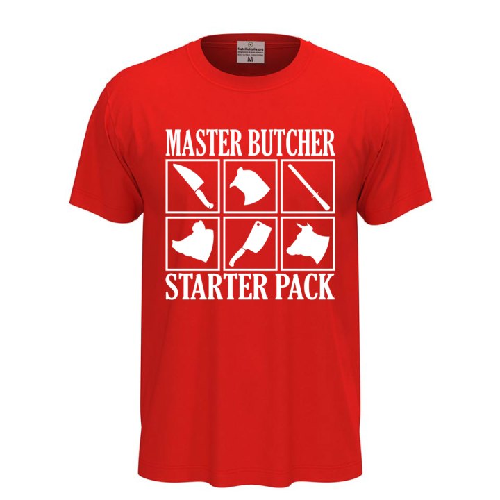 T-shirt classica unisex a manica corta con stampa DTF "MASTER BUTCHER", idea regalo per macellai