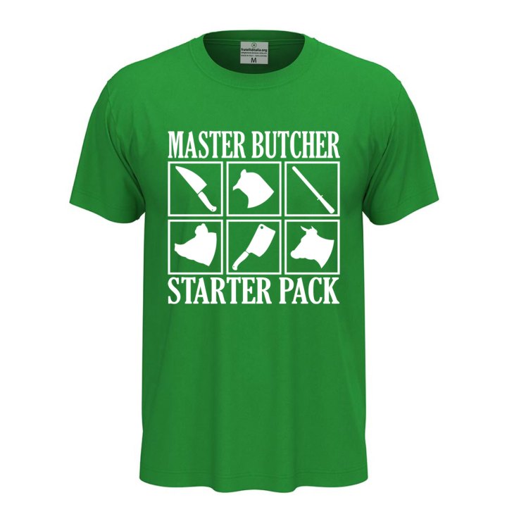 T-shirt classica unisex a manica corta con stampa DTF "MASTER BUTCHER", idea regalo per macellai