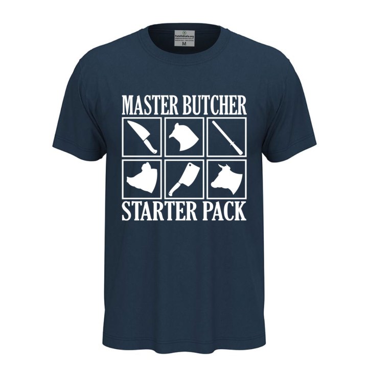 T-shirt classica unisex a manica corta con stampa DTF "MASTER BUTCHER", idea regalo per macellai