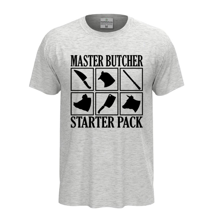 T-shirt classica unisex a manica corta con stampa DTF "MASTER BUTCHER", idea regalo per macellai